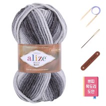 마마니트 맥시실 쁘띠목도리 diy세트, 7786 그레이혼합