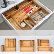 보관함 다용도 수저트레이 서랍 대나무 싱크대 주방 원목, 길이너비 375 455mm 세트 서랍 보관함