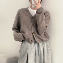[핏예쁨/실물보장] 봄에 찰떡인 소프트 캐시미어 파스텔 아방핏 세미크롭 브이넥 니트 가디건 7color]미소캐시가디건
