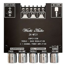 전문 디지털 전력 증폭기 보드 2.1 채널 50Wx2 + 100W DC12-24V 서브 우퍼 조립 홈 스피커 AUX 모듈, 한개옵션0