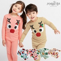 멜리스 크리스마스 30수후라이스 9부 유아동실내복 상하의세트