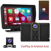 karadar 무선 carplay android auto 7 inch screen radio 전면 백업 카메라 bluetooth wifi fm for apple iphone, 64g