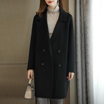 여자헤링본코트 A형 울코트여성 2022가을겨울 고급 스타일 칼라넥 두꺼운 미들롱타입 모직코트