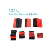 127 164 PCS 열 수축 튜브 방수 2:1 보호 와이어 DIY 전기 연결 랩 절연, 127Pcs Black Red x 1