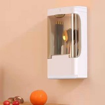 다용도 젓가락 수납 곰팡이 방지 가정용 소독장수저통 뚝딱 젓가락 합벽 걸이식 심플 수저통 방진, 스탠다드 무소독 무풍줄기_흰색