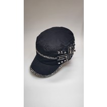 빈티지 구제 특이한 모자 찡 지퍼 군모 검정색