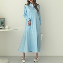 시크루즈 카썬 차이나넥 프릴 롱 셔츠 원피스_BDOE949