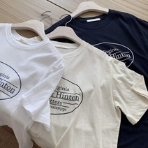 3colors 힌튼 여성 여름 레터링 반팔티 코튼 기본 면 티셔츠 여자 흰티