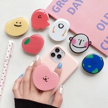 주문폭주 다온샵 귀여운 캐릭터 3단 스마트폰 그립톡 16종, 6번-스마일 곰