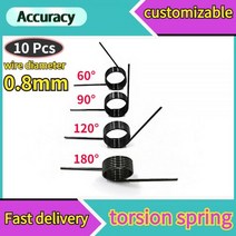 10 Pcs 와이어 직경 0.8mm 3/6/9 코일 스프링 스틸 V 비틀림 작은 머리핀 180/120/90/60 학위, 0.8mm(90 degrees), 5.0mm(10pcs), 4.8mm(6 laps )