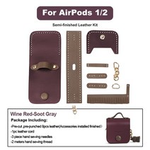 가죽 공예 전문가 입문자 초보 키트 만들기 올인원 세트 wuta new diy leather case for airpods pro12 정품 소 헤드폰 보호 커버 반제품 수제, 1-2 와인 미완성