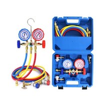 r410a AC 진단 매니폴드 게이지 세트 5FT 호스 퀵 커플러는 R410a 어댑터를 탭할 수 있습니다.