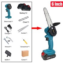컷소 Makita-18V 4In 6In 무선 미니 전기톱 정원 전동 공구 충전식 과일 나무 가지치기 톱 배터리 사용, 04 6inch Blue