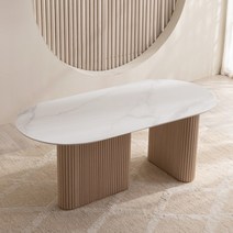 모델하우스에서 본듯한 세라믹 식탁 테이블 (1600/마블상판), 내추럴