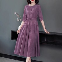 여성 린넨 원피스 빅사이즈 a라인 오버핏 캐주얼 얇은 여자 봄 여름 가을 반팔 롱원피스 30대 40대 50대 중년 2022신상 linen dress women JX0227
