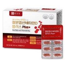종근당 철분 엽산 비타민D 플러스 500mg x 60캡슐 구리 혈액생성 산소운반