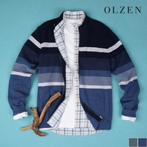 올젠 컬러 블록 하이넥 니트 가디건 ZOB1EC1306