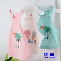 강아지 야자 크롭티 티셔츠 민트 1P 애견 나들이 외출, 상품선택, M