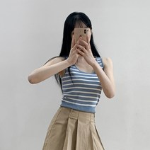 반해써 4color 단가라 니트 나시 T_YW1089