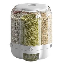Fastand 쌀 및 곡물 디스펜서 18.1kg(8.2쿼트)(40파운드) 360° 회전 식품 보관 용기 뚜껑이 있는 6칸 건조 주방 소형 곡물 콩 쌀을 위한 습기 방지 밀