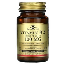솔가 비타민 B2(리보플라빈) 100 MG 100식물성 캡슐, 단색, 한 사이즈