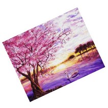 MJS 보석십자수 캔버스형 50 x 40 cm DIY 세트 BSX40, 벚꽃호수