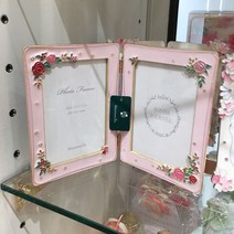 [이라운드몰]애프터눈티 플라워 더블 포토 프레임 2중택1 (핑크 아이보리 2종류), 옵션선택