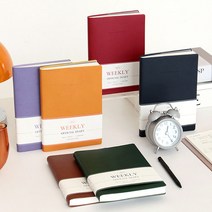 2023 오피셜 다이어리 위클리 업무 일지 회사 플래너 스케줄러 일기장 PU 인조가죽 커버 심플 컬러 디자인, RED