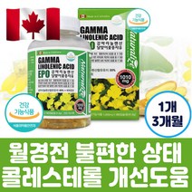 캐나다 식물성 감마리놀렌산 달맞이꽃 종자유 1000mg 40대 50대 60대 중년 여성 혈중 콜레스테롤 혈행 개선 도움 면역과민 피부 월경전 식약청 인증 건강기능식품 추천 건기식