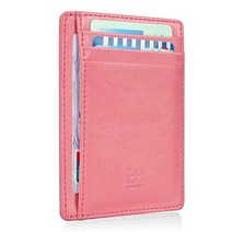 GH GOLD HORSE 슬림 RFID 차단 카드 홀더 미니멀리스트 가죽 전면 포켓 지갑 여성용 크로스 브라운. 102743