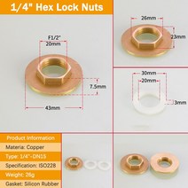 황동 육각 잠금 너트 파이프 피팅 플랜지 1/8 "1/4" 3/8 3/4 1.2 "BSP 암나사 생크 캡, 10 1I2 Inch 2 Gasket