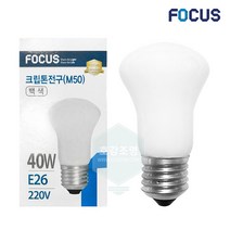 포커스 백열램프 크립톤전구 백열등 40W E26 (10개입), 전구색(노란빛), 포커스크립톤40W(10개입)