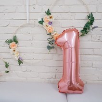 1살 - 7살 100일 2023년 등 의미있는 숫자를 표현하기 좋은 숫자 은박풍선 로즈골드, 숫자 1