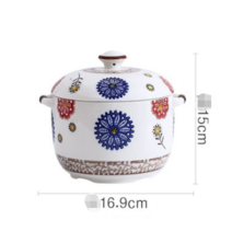 Ogfaour일본 뚝배기 뚝배기 불고기 뚝배기 도자기 조림 1인분 일본식 손으로 그린 새둥지 뚜껑 사이즈 디, 단일옵션, 잉어 플래그 1L 밴드 스푼