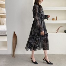 [천삼백케이] [오슈] 앤티크 여행룩 여친룩 페이즐리 프릴 롱원피스