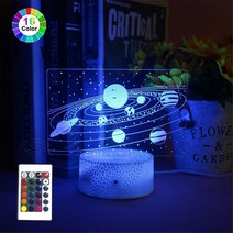 세트 모형 행성 모빌 태양계 크리스탈 3D 착시 램프 우주 공간 갤럭시 야간 조명 소년 소녀 생일 또는 공휴일 선물, 16 Colors and Remote, White Base
