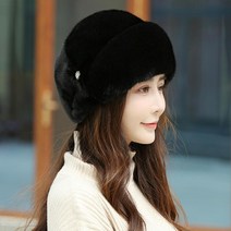 밍크털모자 겨울 밍크 귀마개 중장년 보온 밍크털 밀짚모자 태양 벙거지 중년여성모자