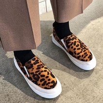 [P1B] 귀여운 호피무늬 키높이 굽 3.5센치 스니커즈 슬립온 / 단화 운동화 로퍼 여자신발 여성단화 여성구두 여성스니커즈 여성화 ( P1B / 55989EA )