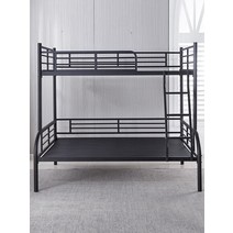 2층침대 철제2층침대 이층침대 숙소 철재침대 튼튼한 철제 원룸, 블랙 상1.2 하1.5m