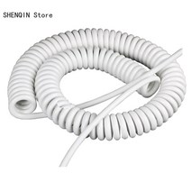 3 코어 2 흰색 스프링 와이어 나선형 케이블 22AWG 18AWG 15AWG 13AWG 2.5m 5m 7.5m 전원 코드 확장형, [01] WHITE, [07] 3-core 13AWG, [01] Line length 5m