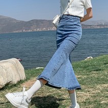 더사바 앞트임 데님롱스커트