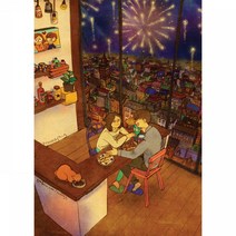 1000피스 퍼즐 퍼엉-불꽃놀이 코리아 P 작가 커플 세로 그림 일러스트 연인, 단품