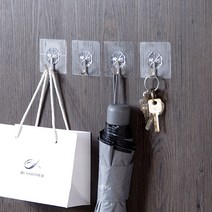 강력한 자체 접착 도어 벽걸이 수건 걸레 핸드백 홀더 후크 투명 주방 욕실 액세서리 10 개, 10pcs