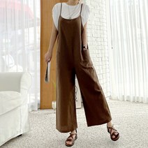 플랜데이 끈나시 와이드 통 점프슈트 오버롤