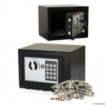 알로하 미니 금고 귀금속 보관함 이중 잠금장치 버튼 비상 키 락 디지털 키패드 소형금고, 블랙