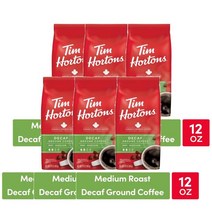 팀홀튼 캐나다커피 자연 디카페인 그라운드커피 12 oz Tim Hortons Decaf Ground Coffee Arabica Medium, 6팩