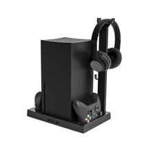 XBOXSeriesX 본체 방열팬 받침대 XSX 이어폰 수납 거치대 양손 손잡이 접점 받침대 충전 적용, 하나