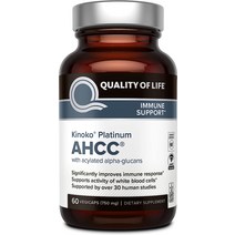 [nmn 영양제] Quality of Life Premium Kinoko Platinum AHCC 허브 보충제 캡슐당 750mg 면역 지원 간 기능 자연 킬러 세포 활동 유지 1팩