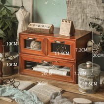 북유럽 엔틱 원목 다완 찻장 그릇장 다기 수납장 찻잔 진열장 다도, 유리서랍세트
