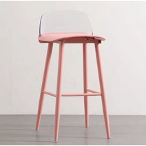 북유럽 바 스툴 심플 모던 가정용 하이 백 프론트 데스크 의자, 75 하이 핑크 (투명 pc 등받이)